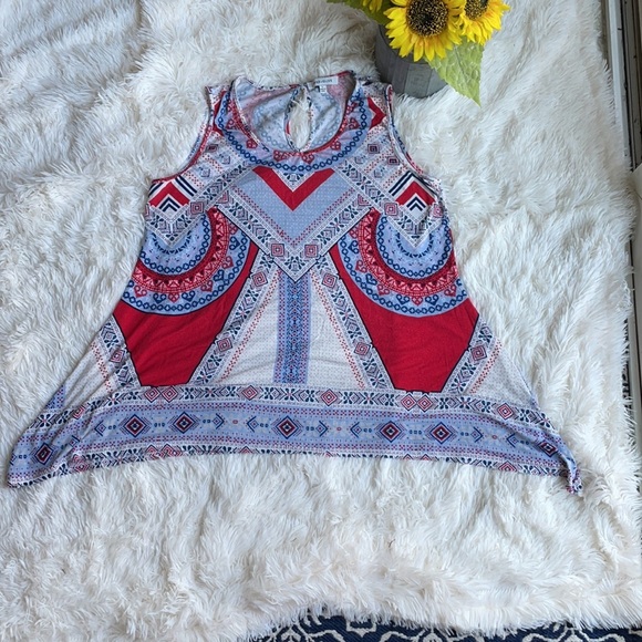 Rose and Olive Boho Patchwork Tank Top Shirt - Picture 2 of 9